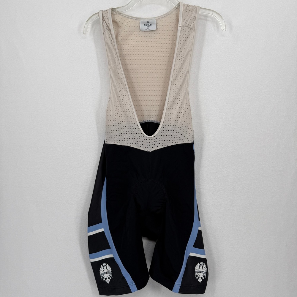 Bianchi Milano Cycling Bib Shorts Mens XL Black Celeste Padded Made in Italy